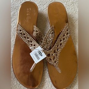 NWT Gold Wedge Sandals